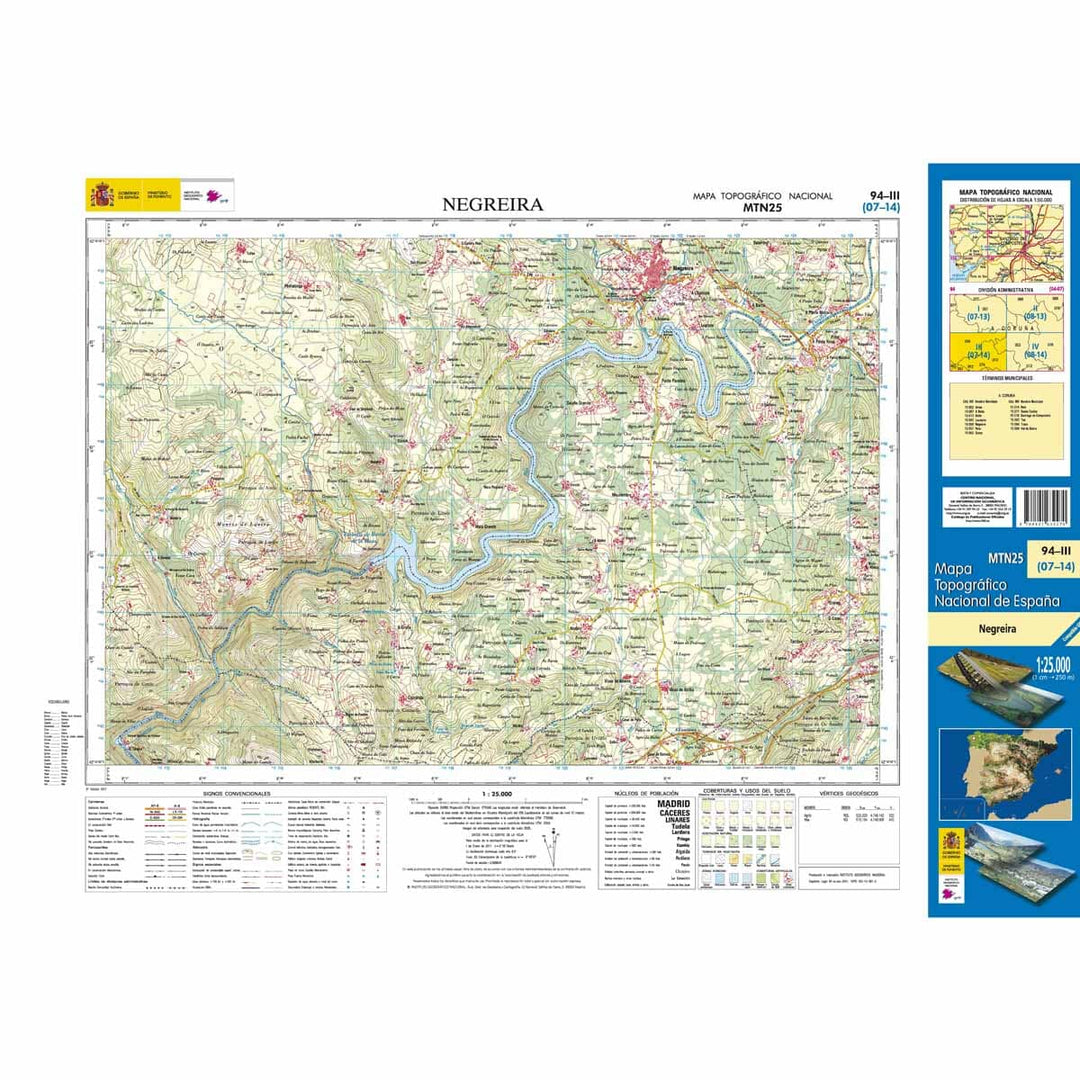 Carte topographique de l'Espagne n° 0094.3 - Negreira | CNIG - 1/25 000 carte pliée CNIG 