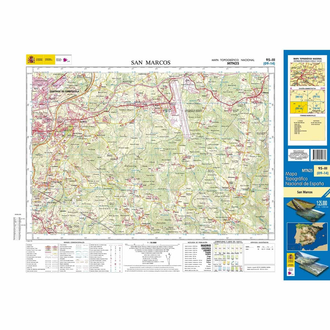 Carte topographique de l'Espagne n° 0095.3 - San Marcos | CNIG - 1/25 000 carte pliée CNIG 