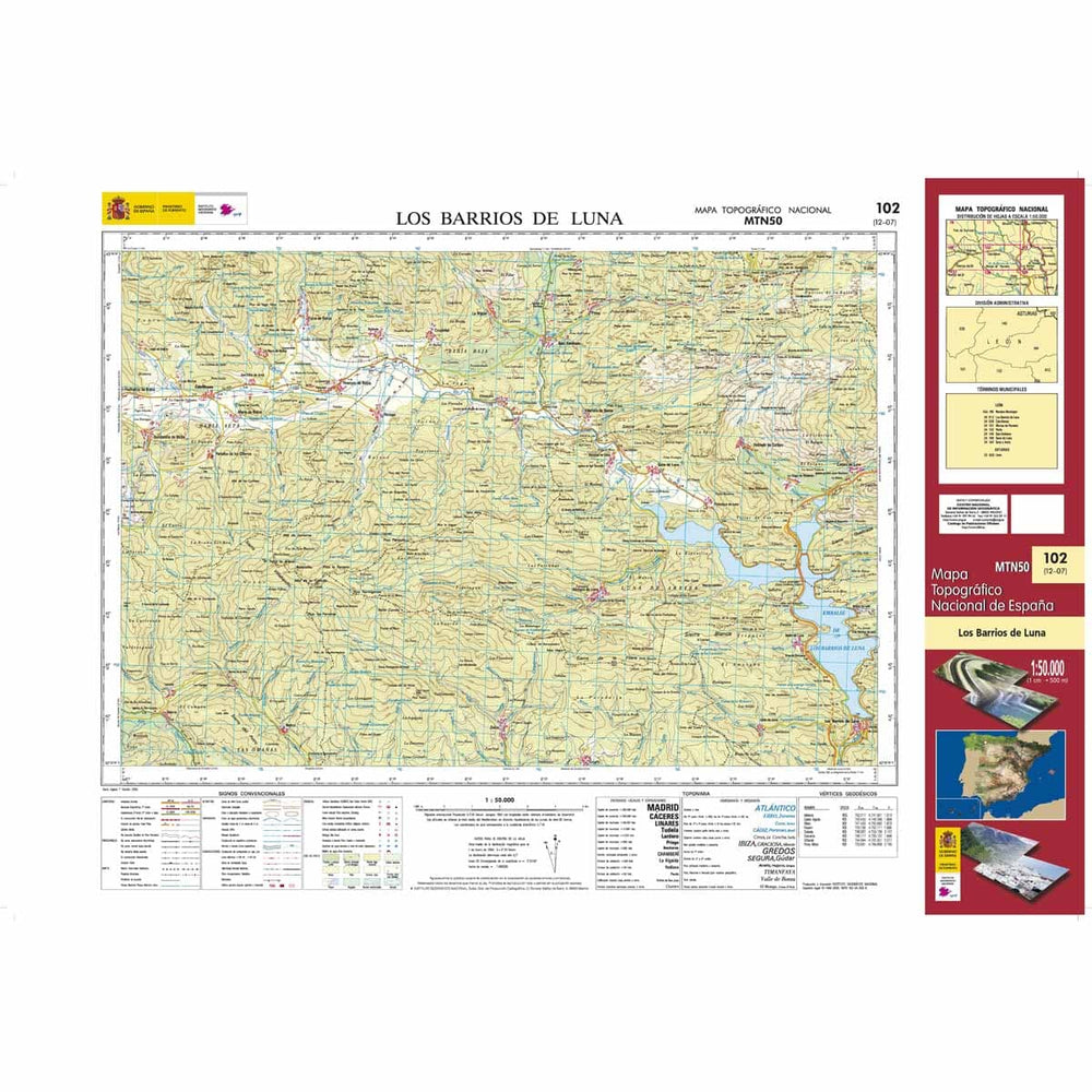 Carte topographique de l'Espagne n° 0102 - Los Barrios de Luna | CNIG - 1/50 000 carte pliée CNIG 