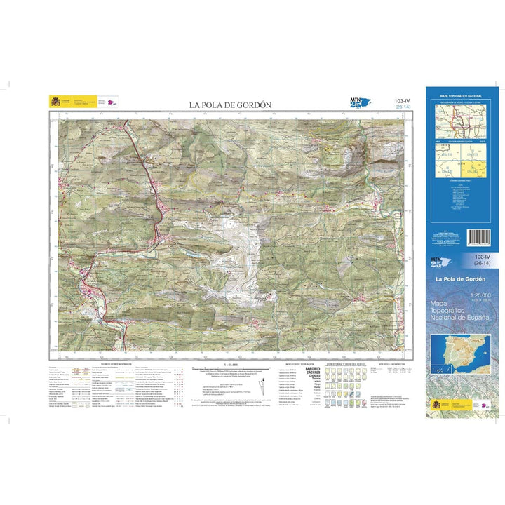 Carte topographique de l'Espagne n° 0103.4 - La Pola de Gordón | CNIG - 1/25 000 carte pliée CNIG 