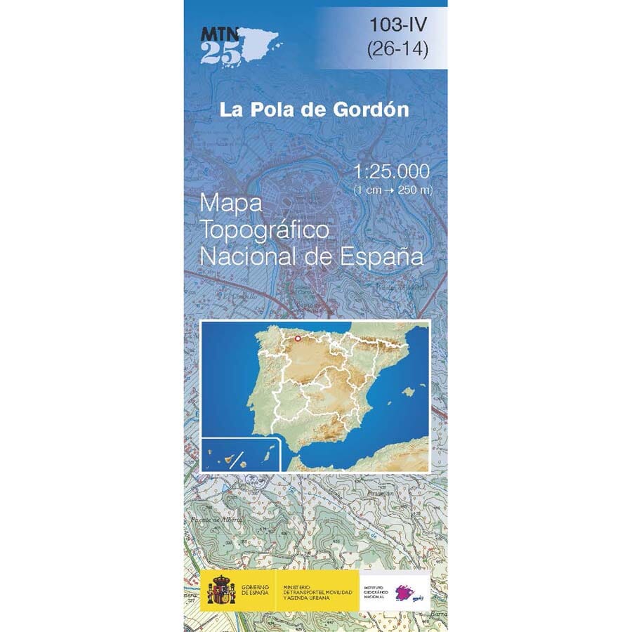 Carte topographique de l'Espagne n° 0103.4 - La Pola de Gordón | CNIG - 1/25 000 carte pliée CNIG 