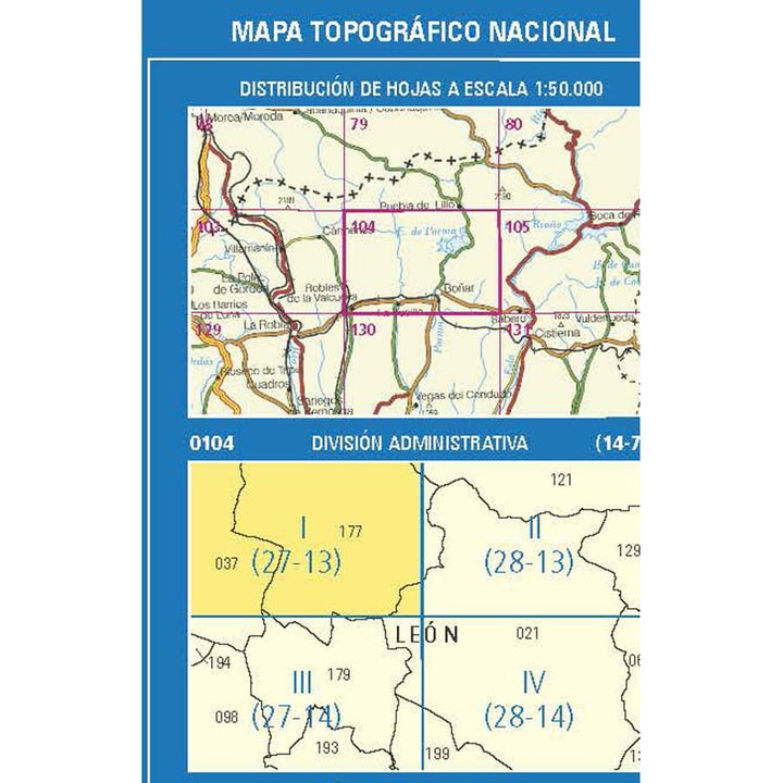 Carte topographique de l'Espagne n° 0104.1 - Lugueros | CNIG - 1/25 000 carte pliée CNIG 