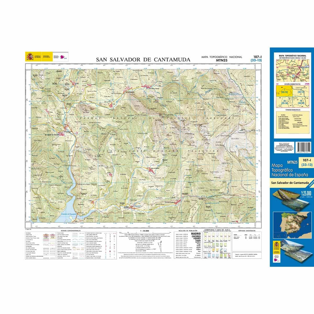 Carte topographique de l'Espagne n° 0107.1 - San Salvador de Cantamuda | CNIG - 1/25 000 carte pliée CNIG 