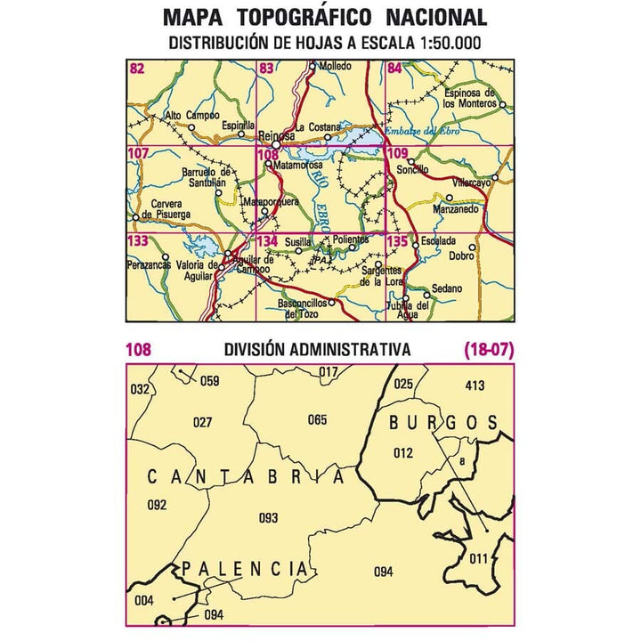 Carte topographique de l'Espagne n° 0108 - Matamorosa | CNIG - 1/50 000 carte pliée CNIG 