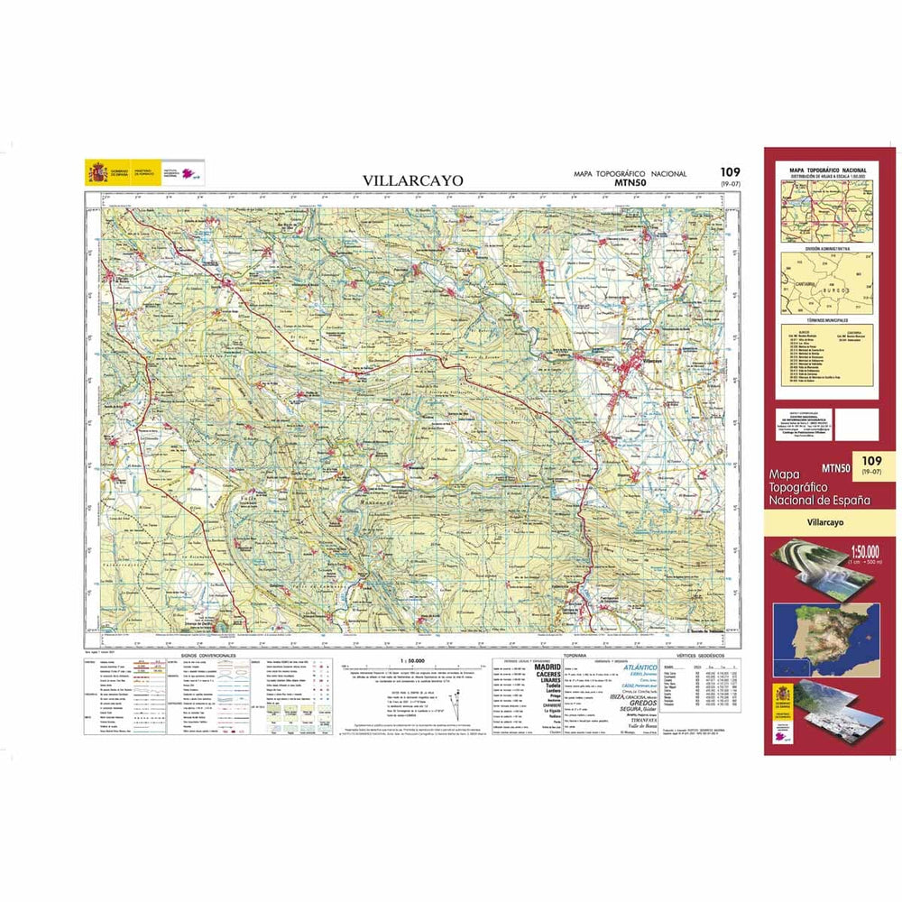Carte topographique de l'Espagne n° 0109 - Villarcayo | CNIG - 1/50 000 carte pliée CNIG 