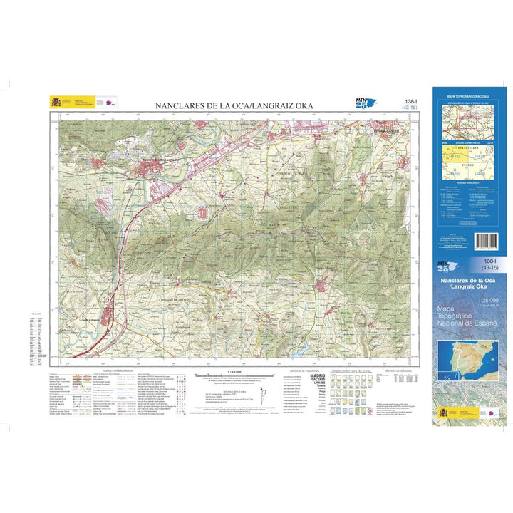 Carte topographique de l'Espagne n° 0138.1 - Nanclares de la Oca/Langraiz Oka | CNIG - 1/25 000 carte pliée CNIG 