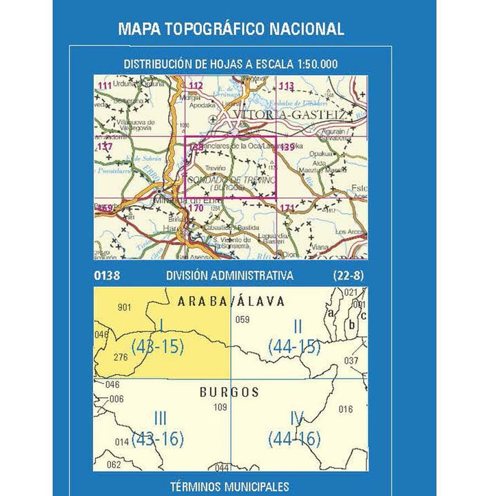 Carte topographique de l'Espagne n° 0138.1 - Nanclares de la Oca/Langraiz Oka | CNIG - 1/25 000 carte pliée CNIG 