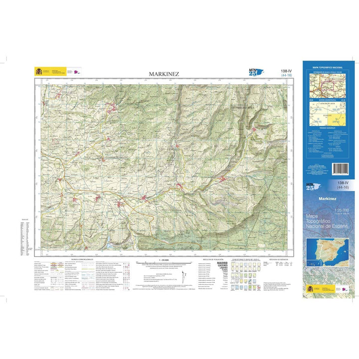 Carte topographique de l'Espagne n° 0138.4 - Markinez | CNIG - 1/25 000 carte pliée CNIG 