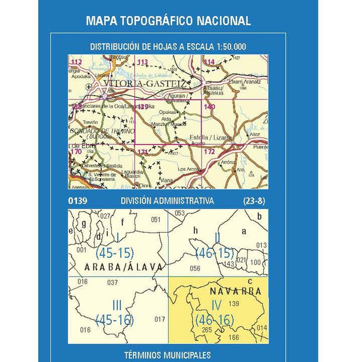 Carte topographique de l'Espagne n° 0139.4 - Santa Cruz de Campezo/Santikurutze Kanpezu | CNIG - 1/25 000 carte pliée CNIG 