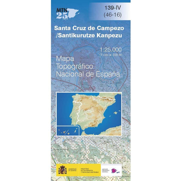 Carte topographique de l'Espagne n° 0139.4 - Santa Cruz de Campezo/Santikurutze Kanpezu | CNIG - 1/25 000 carte pliée CNIG 