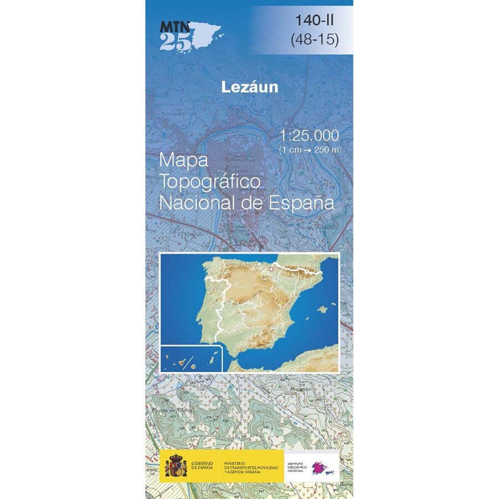 Carte topographique de l'Espagne n° 0140.2 - Lezáun | CNIG - 1/25 000 carte pliée CNIG 