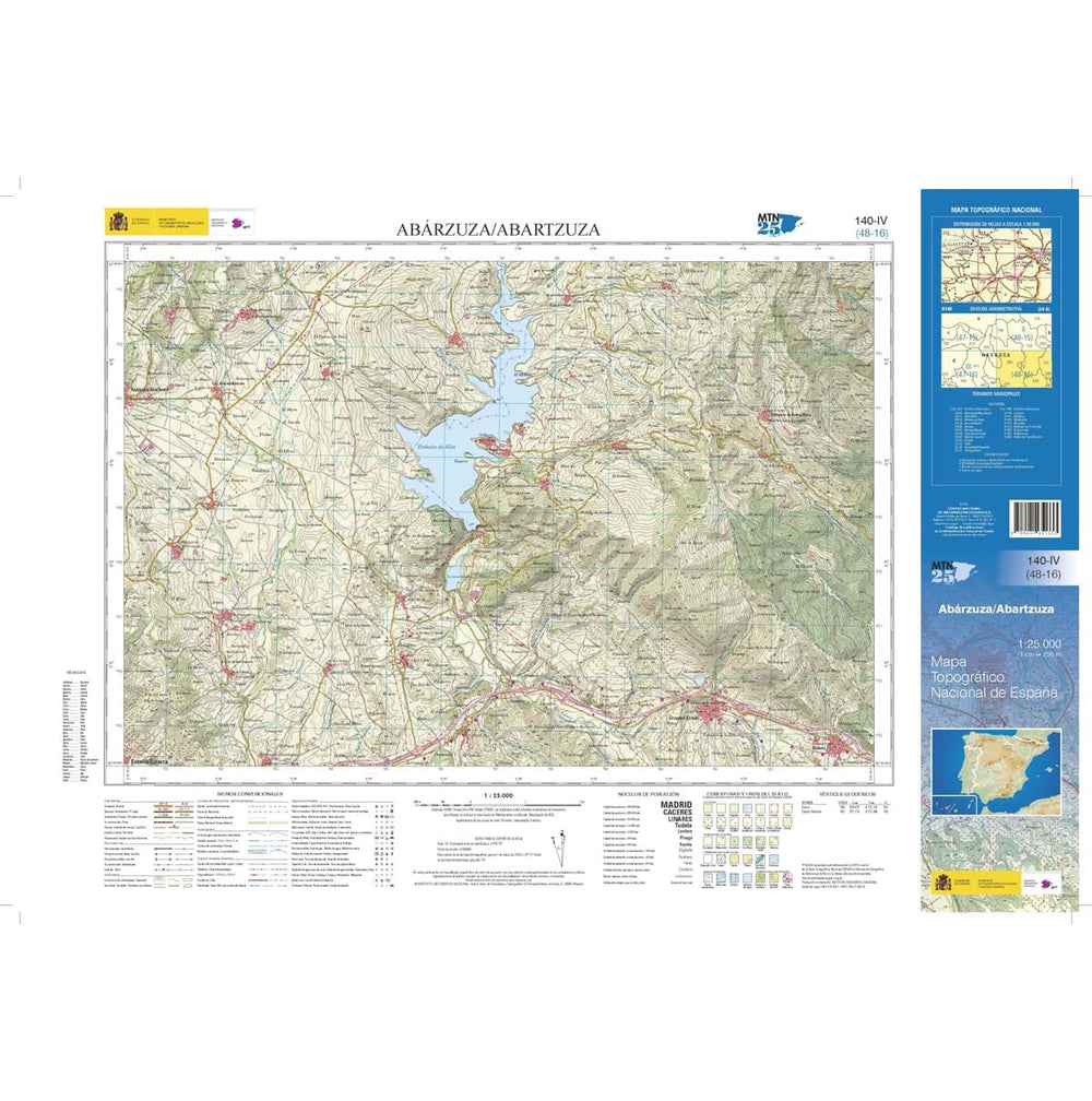 Carte topographique de l'Espagne n° 0140.4 - Abárzuza/Abartzuza | CNIG - 1/25 000 carte pliée CNIG 