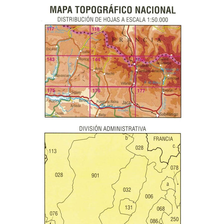 Carte topographique de l'Espagne n° 0144 - Ansó | CNIG - 1/50 000 carte pliée CNIG 