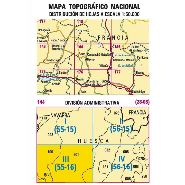 Carte topographique de l'Espagne n° 0144.3 - Hecho | CNIG - 1/25 000 carte pliée CNIG 