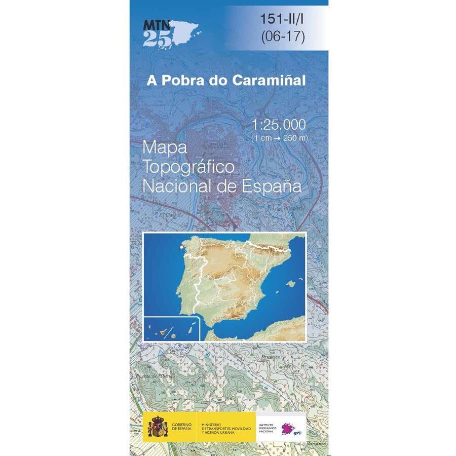 Carte topographique de l'Espagne n° 0151.2/1A - A Pobra do Caramiñal | CNIG - 1/25 000 carte pliée CNIG 