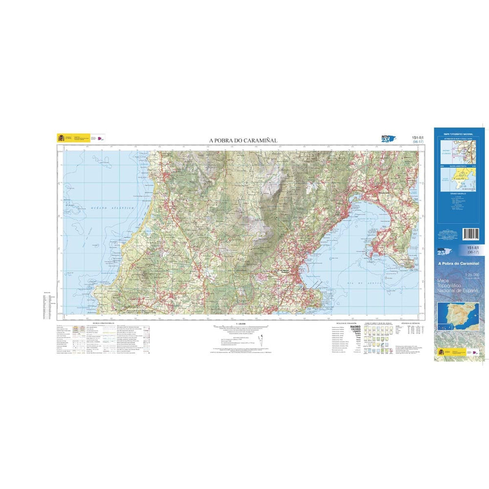 Carte topographique de l'Espagne n° 0151.2/1A - A Pobra do Caramiñal | CNIG - 1/25 000 carte pliée CNIG 