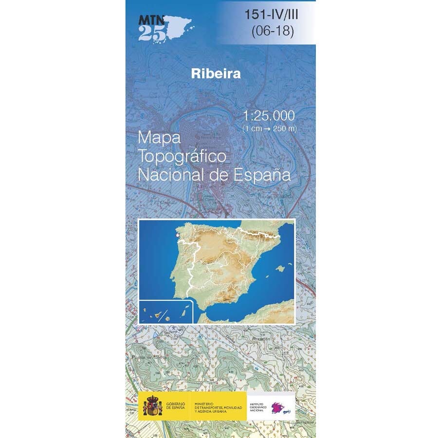 Carte topographique de l'Espagne n° 0151.4 - Ribeira | CNIG - 1/25 000 carte pliée CNIG 