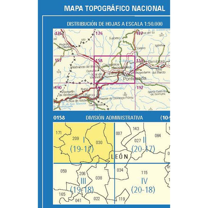 Carte topographique de l'Espagne n° 0158.1 - Villafranca Del Bierzo | CNIG - 1/25 000 carte pliée CNIG 