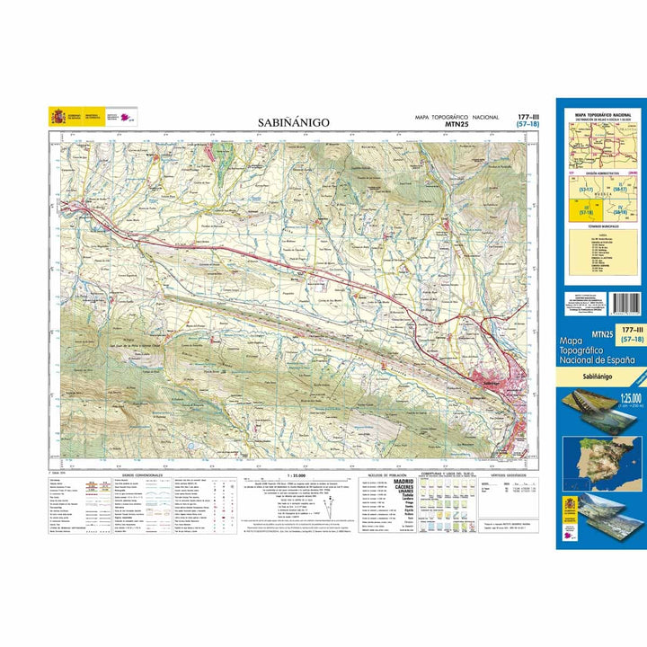 Carte topographique de l'Espagne n° 0177.3 - Sabiñánigo | CNIG - 1/25 000 carte pliée CNIG 