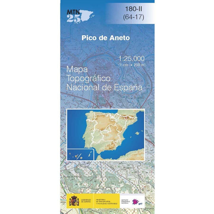 Carte topographique de l'Espagne n° 0180.2 - Pico de Aneto | CNIG - 1/25 000 carte pliée CNIG 