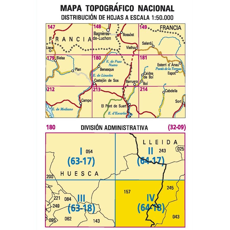Carte topographique de l'Espagne n° 0180.4 - Barruera | CNIG - 1/25 000 carte pliée CNIG 