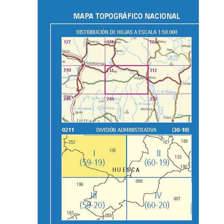 Carte topographique de l'Espagne n° 0211.1 - Fiscal | CNIG - 1/25 000 carte pliée CNIG 