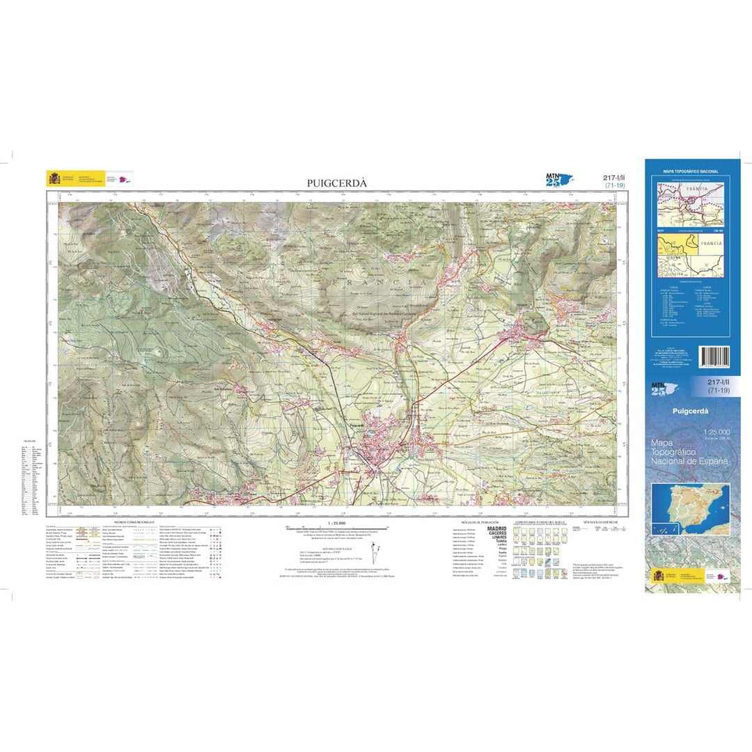 Carte topographique de l'Espagne n° 0217.1 /0217.2- Puigcerdà | CNIG - 1/25 000 carte de randonnée CNIG 