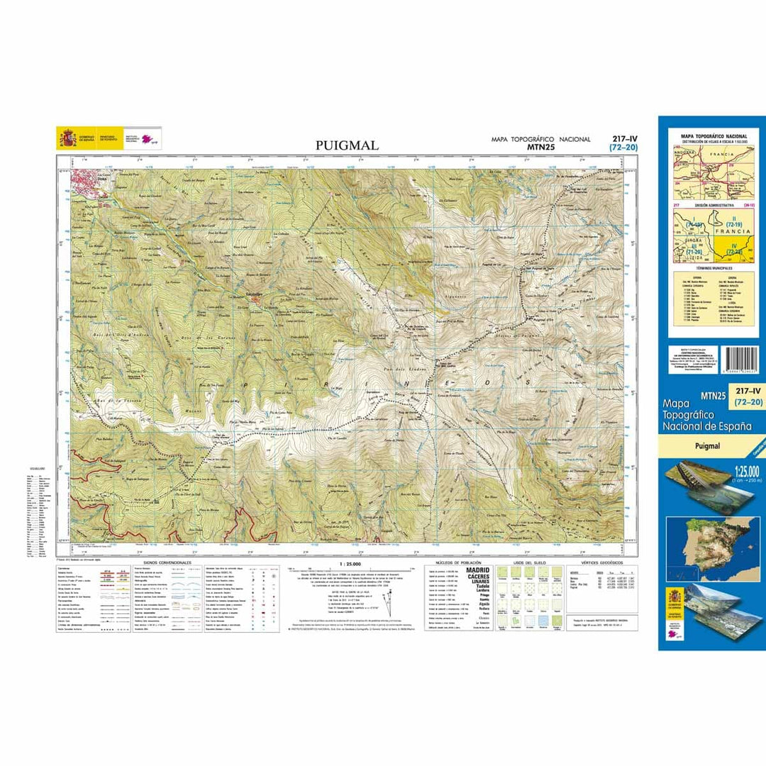 Carte topographique de l'Espagne n° 0217.4 - Puigmal | CNIG - 1/25 000 carte pliée CNIG 