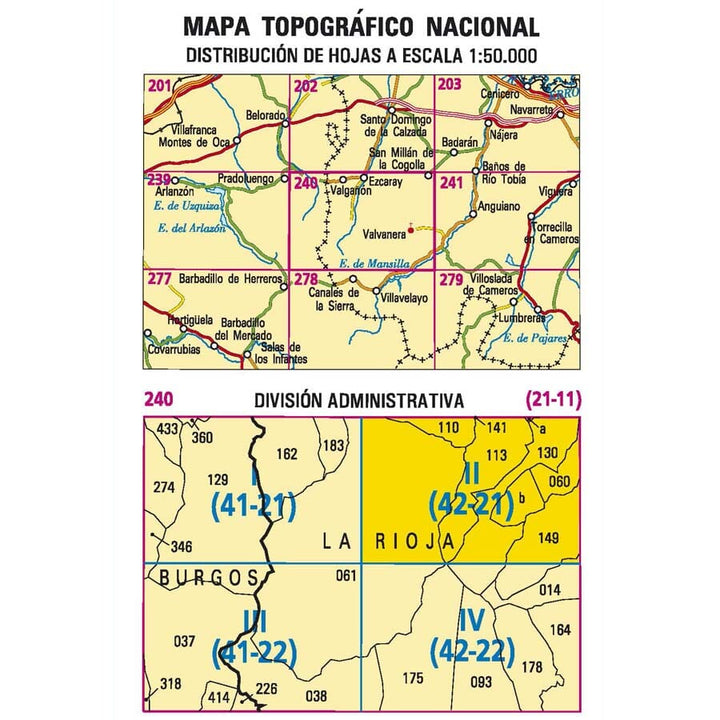 Carte topographique de l'Espagne n° 0240.2 - Ezcaray | CNIG - 1/25 000 carte pliée CNIG 