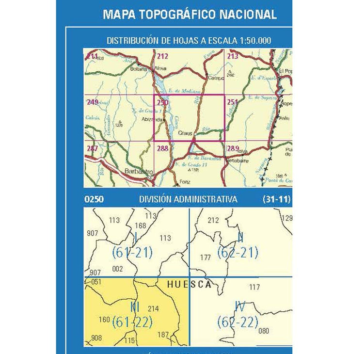 Carte topographique de l'Espagne n° 0250.3 - Naval | CNIG - 1/25 000 carte pliée CNIG 