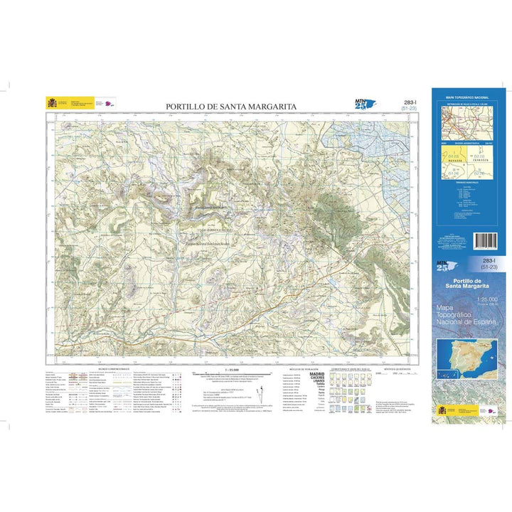 Carte topographique de l'Espagne n° 0283.1 - Portillo De Santa Margarita | CNIG - 1/25 000 carte pliée CNIG 