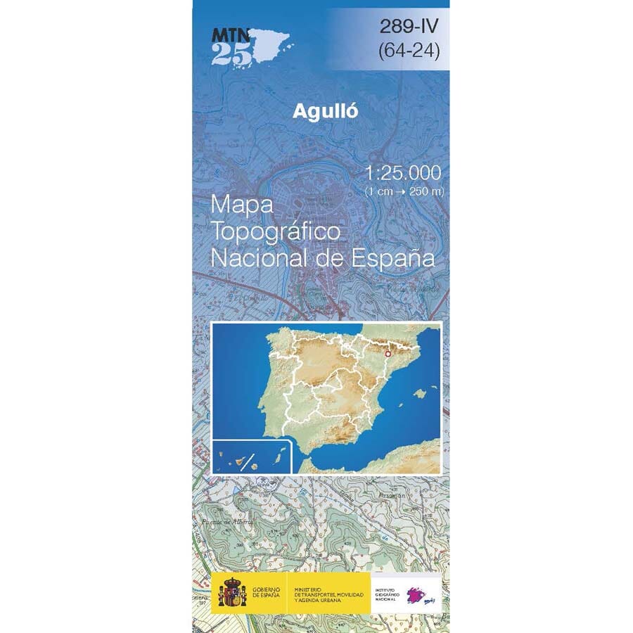 Carte topographique de l'Espagne n° 0289.4 - Agulló | CNIG - 1/25 000 carte pliée CNIG 