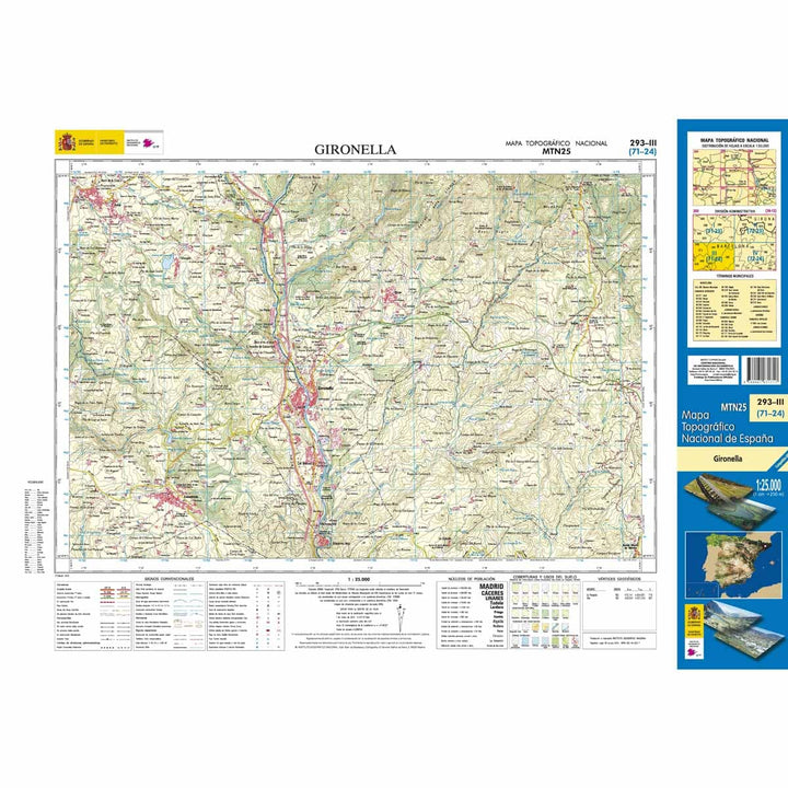 Carte topographique de l'Espagne n° 0293.3 - Gironella | CNIG - 1/25 000 carte pliée CNIG 