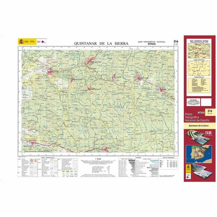 Carte topographique de l'Espagne n° 0316 - Quintanar de la Sierra | CNIG - 1/50 000 carte pliée CNIG 