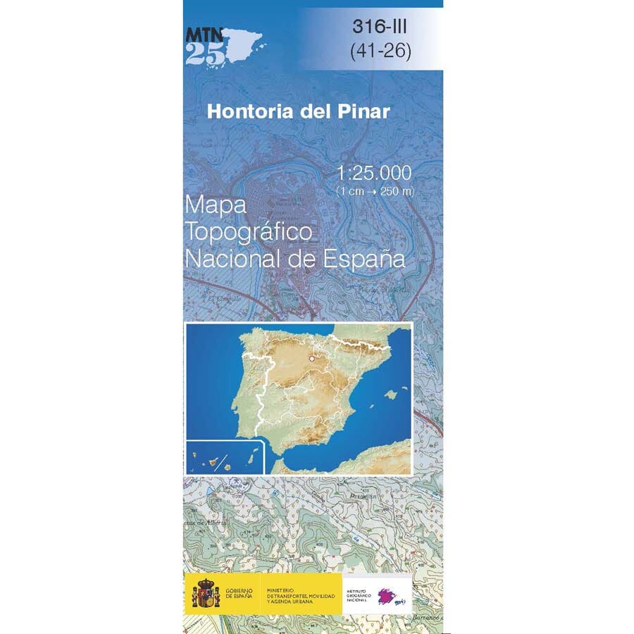 Carte topographique de l'Espagne n° 0316.3 - Hontoria del Pinar | CNIG - 1/25 000 carte pliée CNIG 