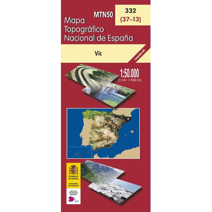 Carte topographique de l'Espagne n° 0332 - Vic | CNIG - 1/50 000 carte pliée CNIG 