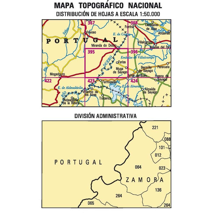 Carte topographique de l'Espagne n° 0395 - Muga de Sayago| CNIG - 1/50 000 carte pliée CNIG 