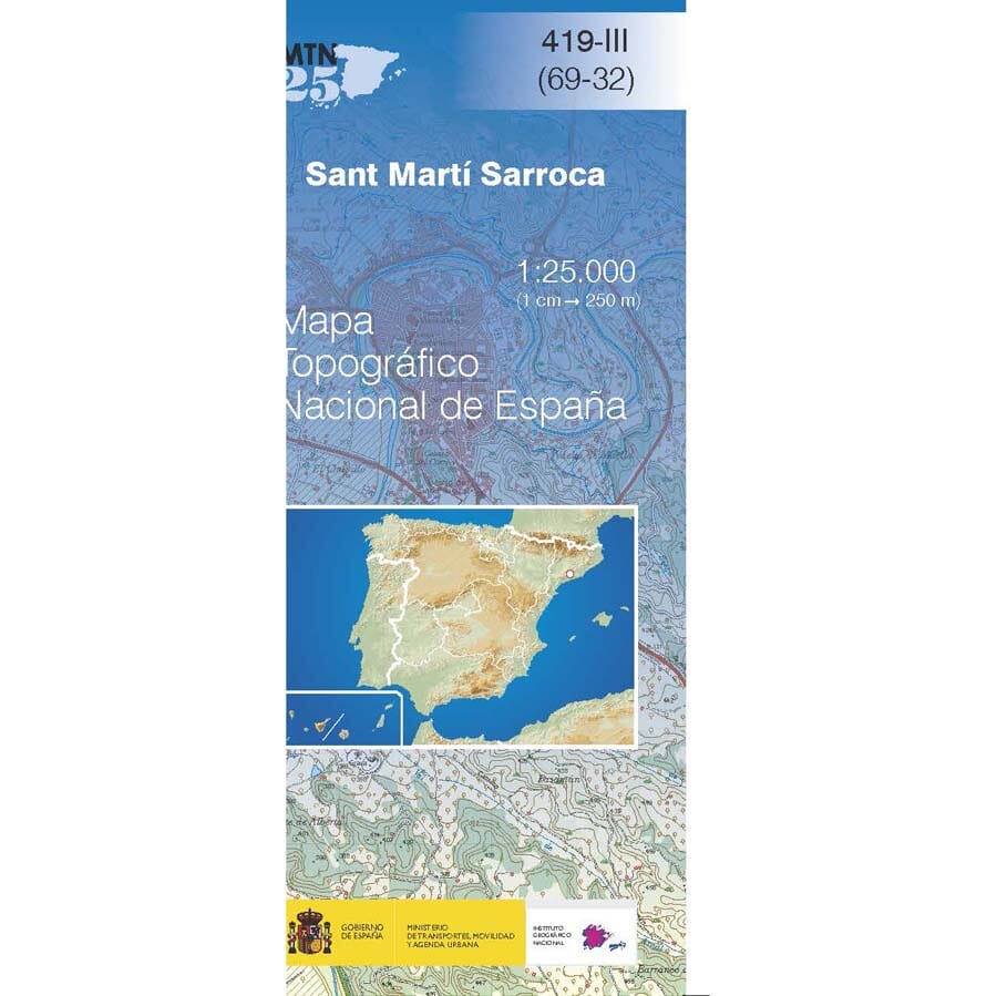 Carte topographique de l'Espagne n° 0419.3 - Sant Martí Sarroca 1/25 | CNIG - 1/25 000 carte pliée CNIG 