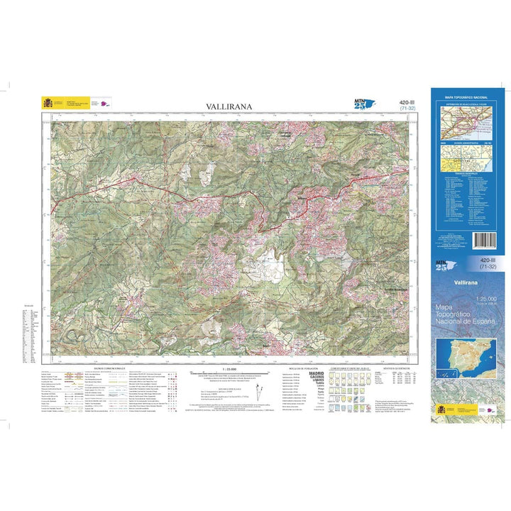 Carte topographique de l'Espagne n° 0420.3 - Vallirana | CNIG - 1/25 000 carte pliée CNIG 