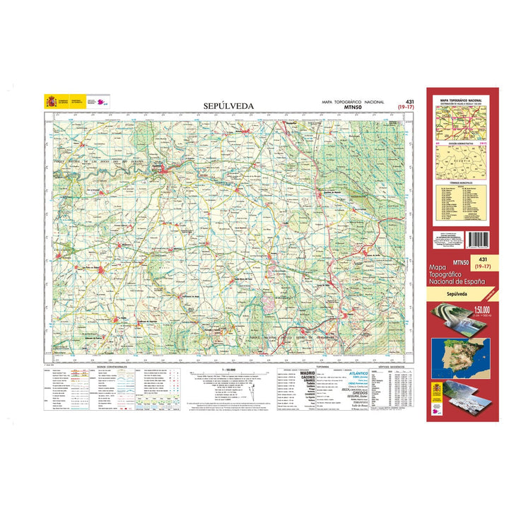 Carte topographique de l'Espagne n° 0431 - Sepúlveda | CNIG - 1/50 000 carte pliée CNIG 