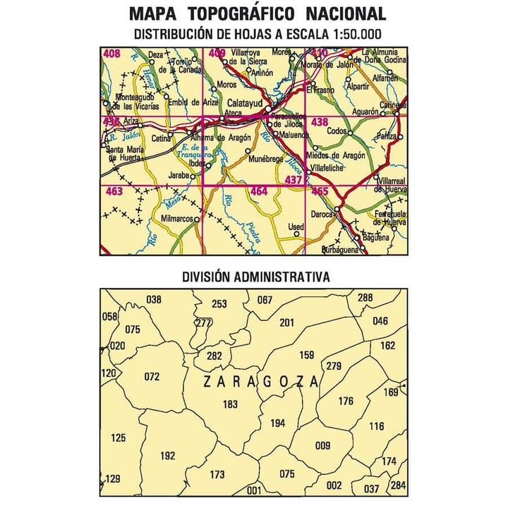 Carte topographique de l'Espagne n° 0437 - Ateca | CNIG - 1/50 000 carte pliée CNIG 