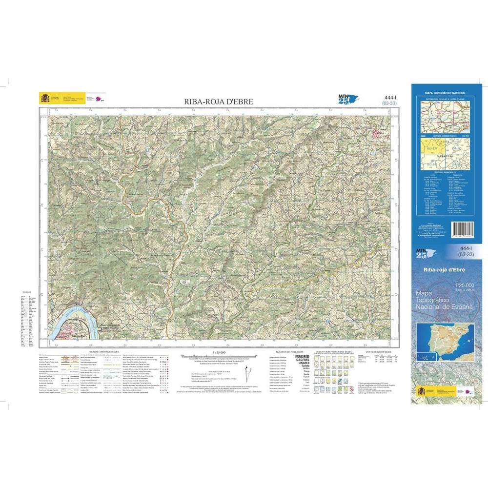 Carte topographique de l'Espagne n° 0444.1 - Riba-roja d´Ebre | CNIG - 1/25 000 carte pliée CNIG 