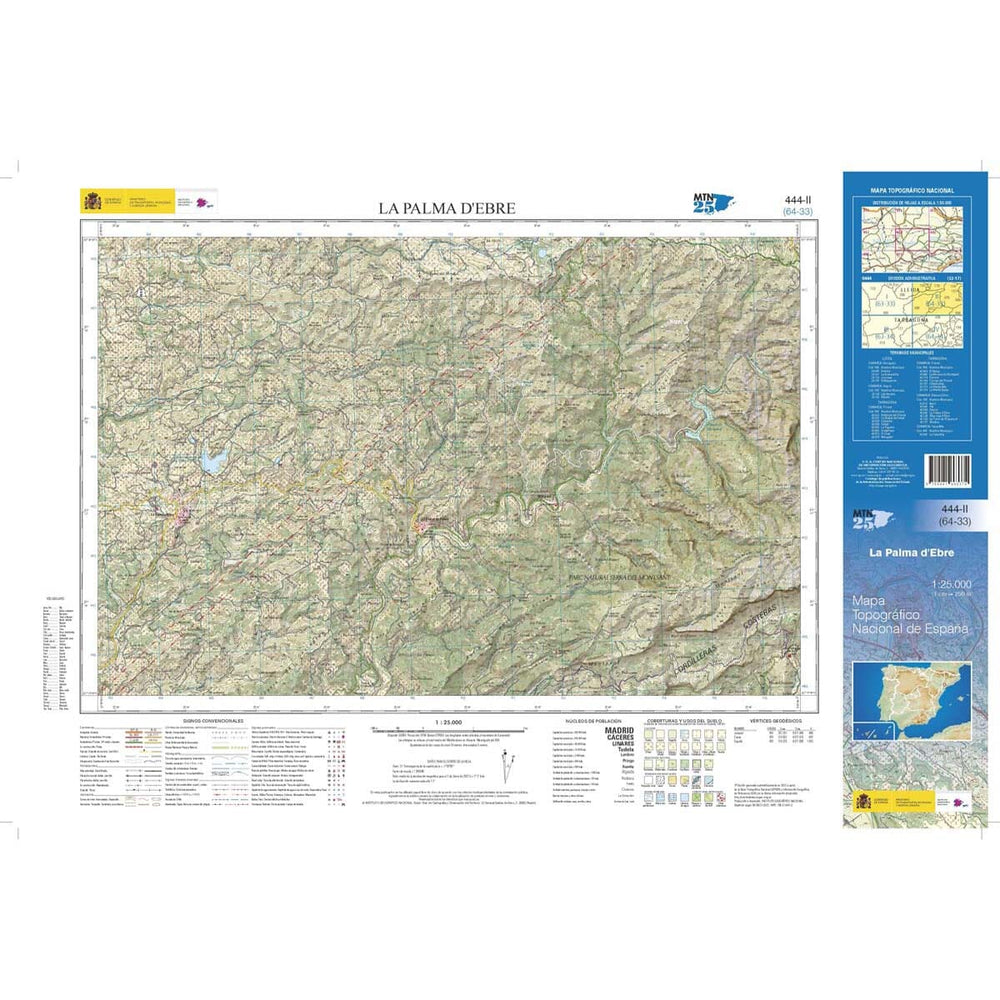 Carte topographique de l'Espagne n° 0444.2 - La Palma d'Ebre | CNIG - 1/25 000 carte pliée CNIG 