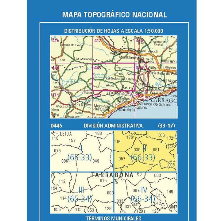 Carte topographique de l'Espagne n° 0445.2 - Prades | CNIG - 1/25 000 carte pliée CNIG 