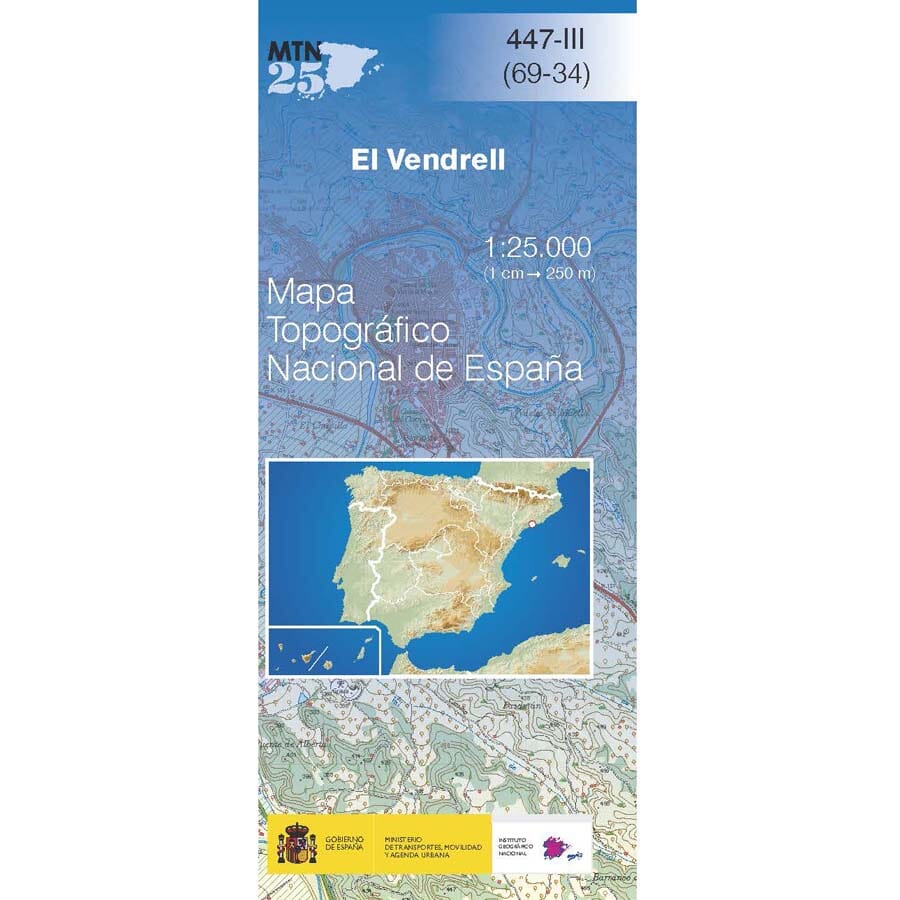 Carte topographique de l'Espagne n° 0447.3 - El Vendrell | CNIG - 1/25 000 carte pliée CNIG 