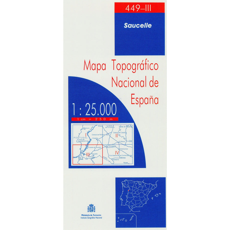 Carte topographique de l'Espagne n° 0449.3 - Saucelle | CNIG - 1/25 000 carte pliée CNIG 