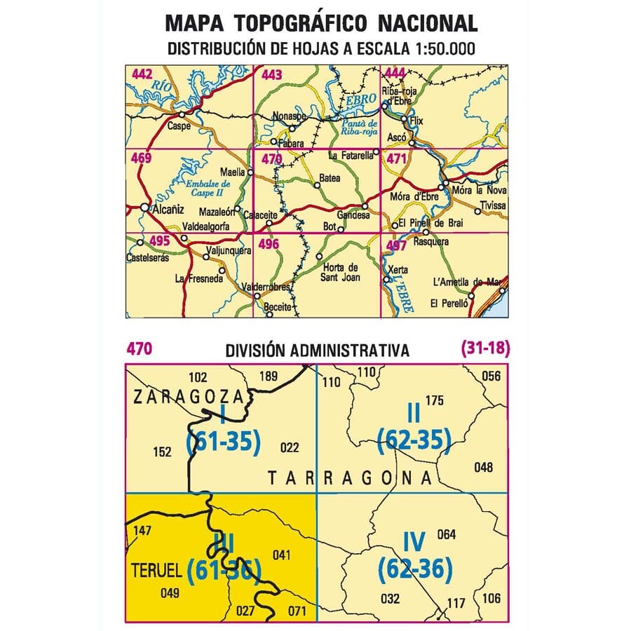 Carte topographique de l'Espagne n° 0470.3 - Calaceite | CNIG - 1/25 000 carte pliée CNIG 