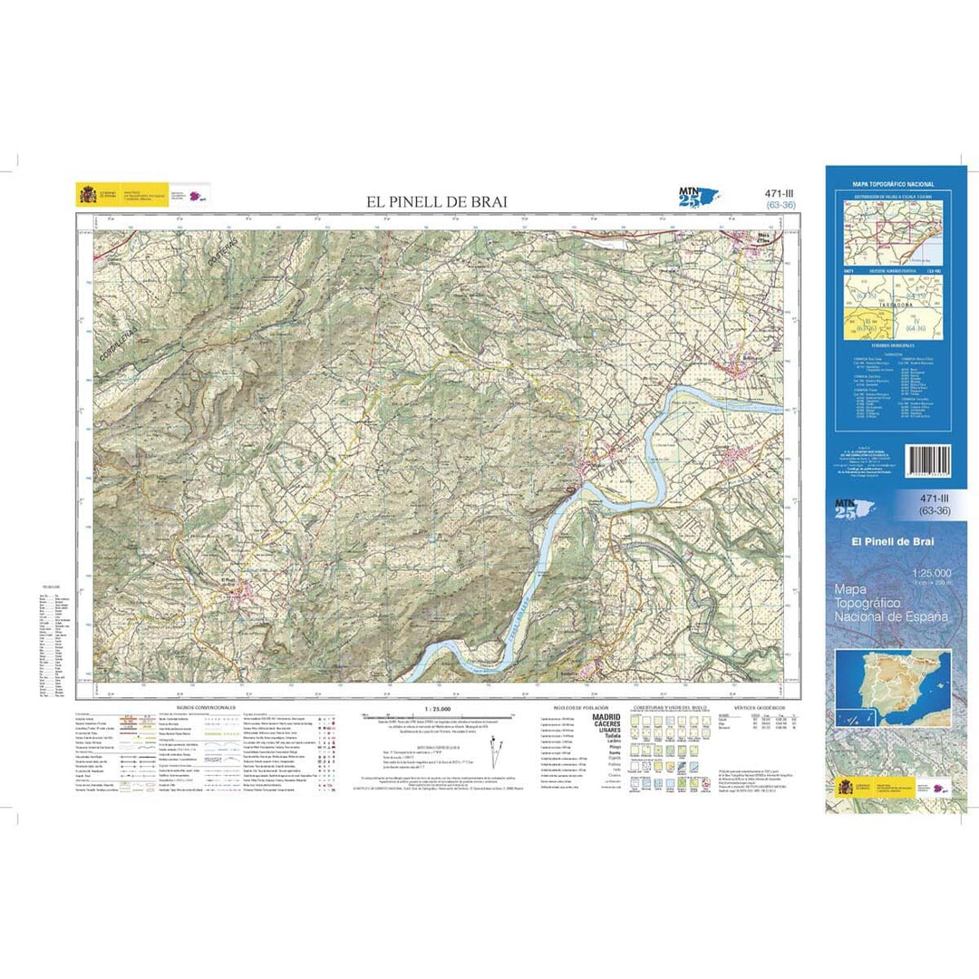 Carte topographique de l'Espagne n° 0471.3 - El Pinell de Brai | CNIG - 1/25 000 carte pliée CNIG 