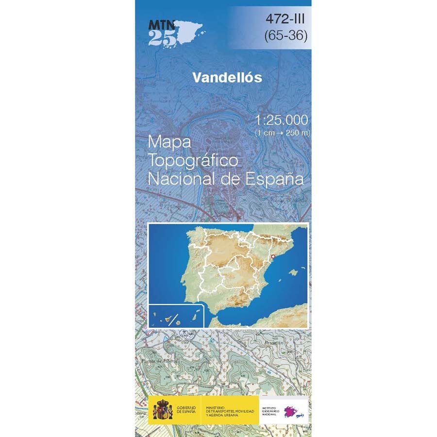 Carte topographique de l'Espagne n° 0472.3 - Vandellòs | CNIG - 1/25 000 carte pliée CNIG 