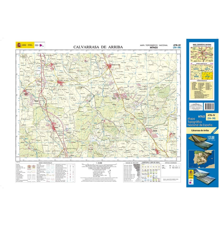 Carte topographique de l'Espagne n° 0478.4 - Calvarrasa de Arriba | CNIG - 1/25 000 carte pliée CNIG 